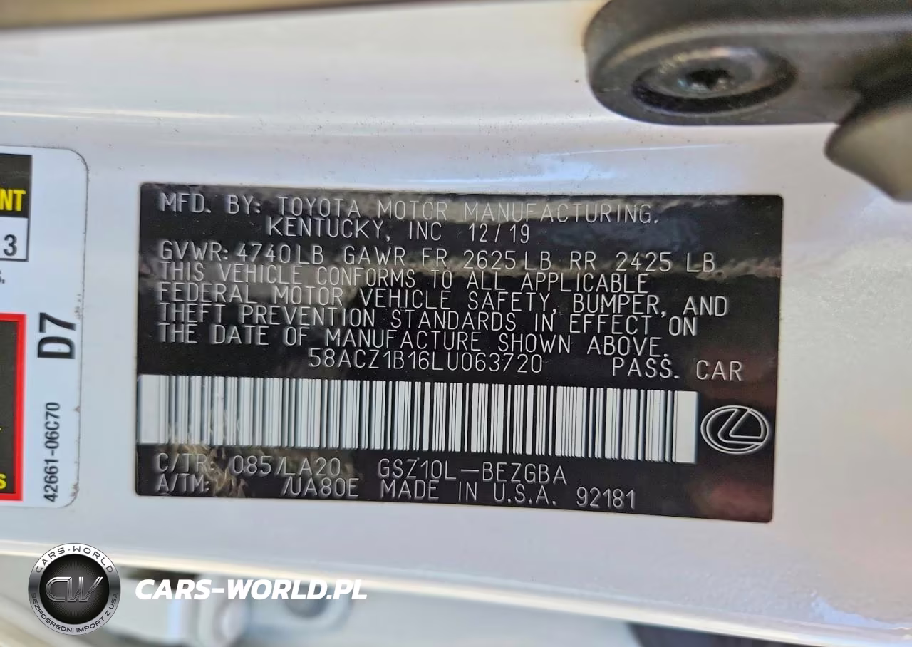 2020 Lexus Es 350 Base VIN:58ACZ1B16LU063720 - 13
