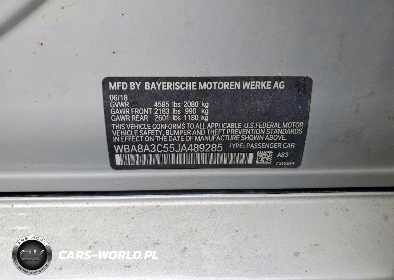 2018 BMW 320 Xi VIN:WBA8A3C55JA489285 - 13