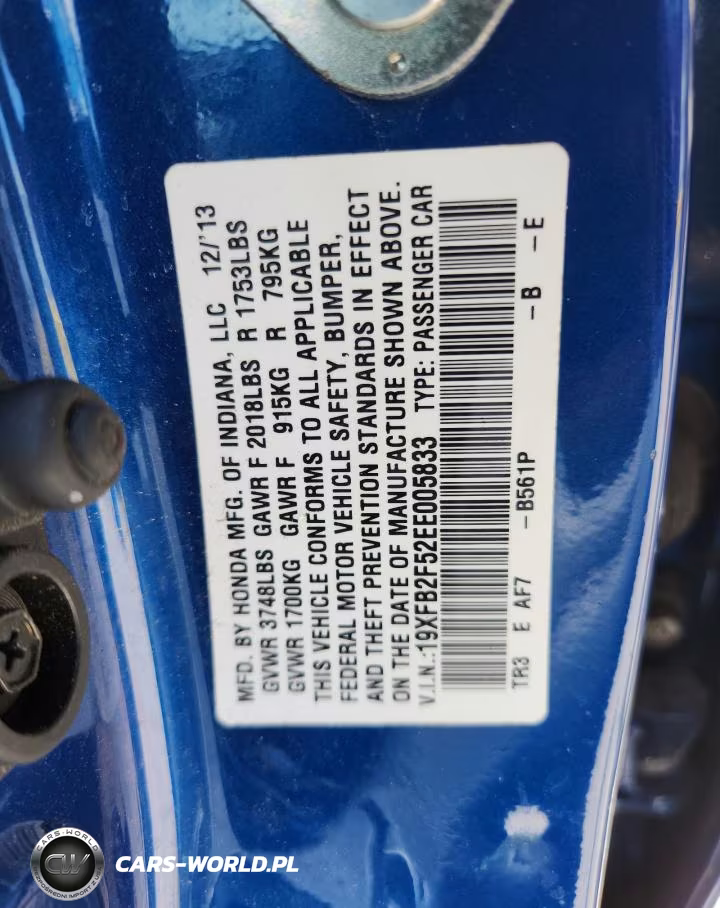 2014 Honda Civic Lx VIN:19XFB2F52EE005833 - 12