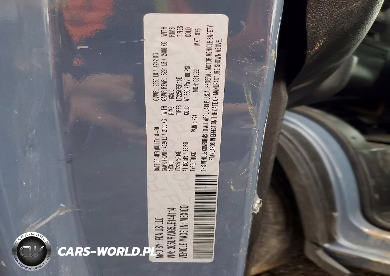 2020 Ram Promaster 3500 Delivery Van VIN:3C6URVJG5LE144114 - 14