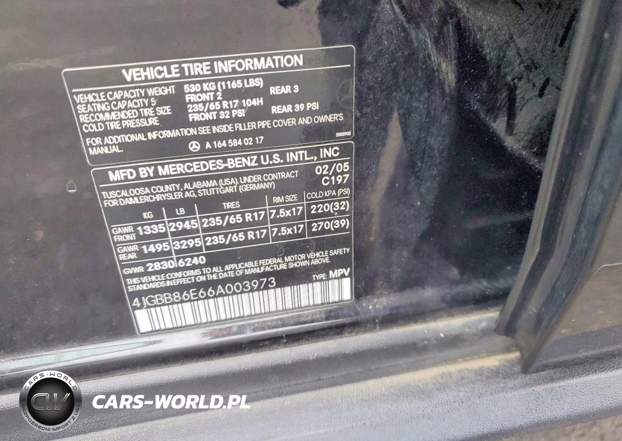 2006 Mercedes-Benz Ml 350 VIN:4JGBB86E66A003973 - 12