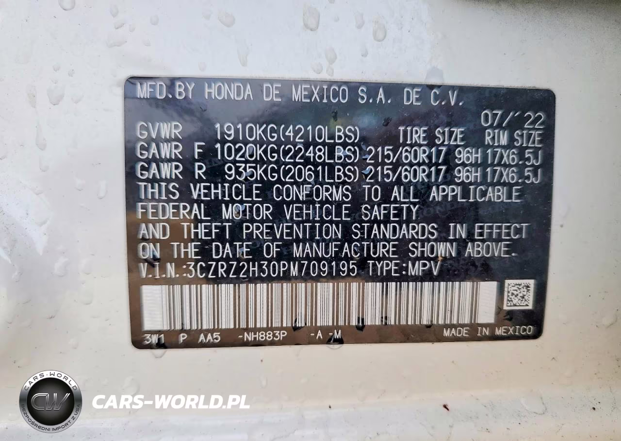 2023 Honda Hr-V Lx VIN:3CZRZ2H30PM709195 - 12