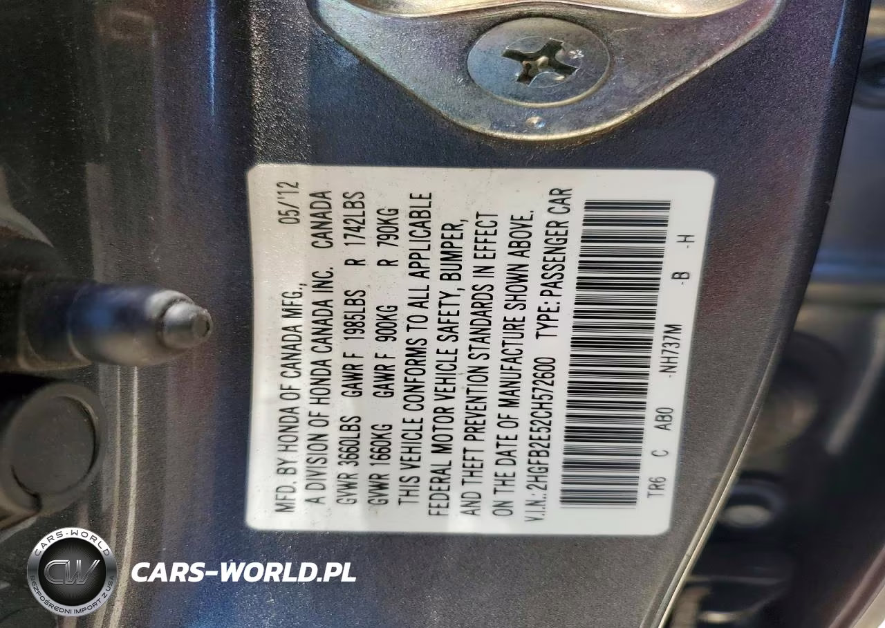 2012 Honda Civic Lx VIN:2HGFB2E52CH572600 - 12