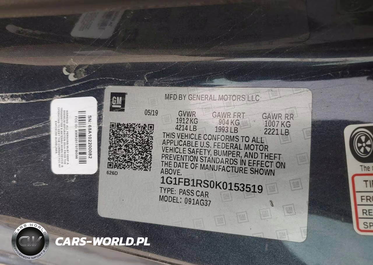2019 Chevrolet Camaro Ls VIN:1G1FB1RS0K0153519 - 12