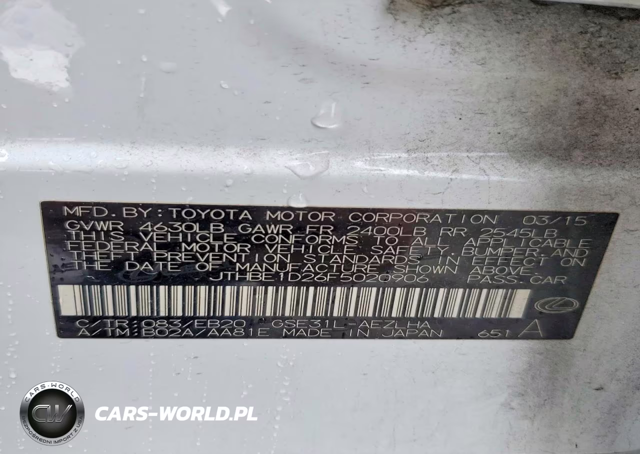 2015 Lexus Is 350 VIN:JTHBE1D26F5020906 - 13