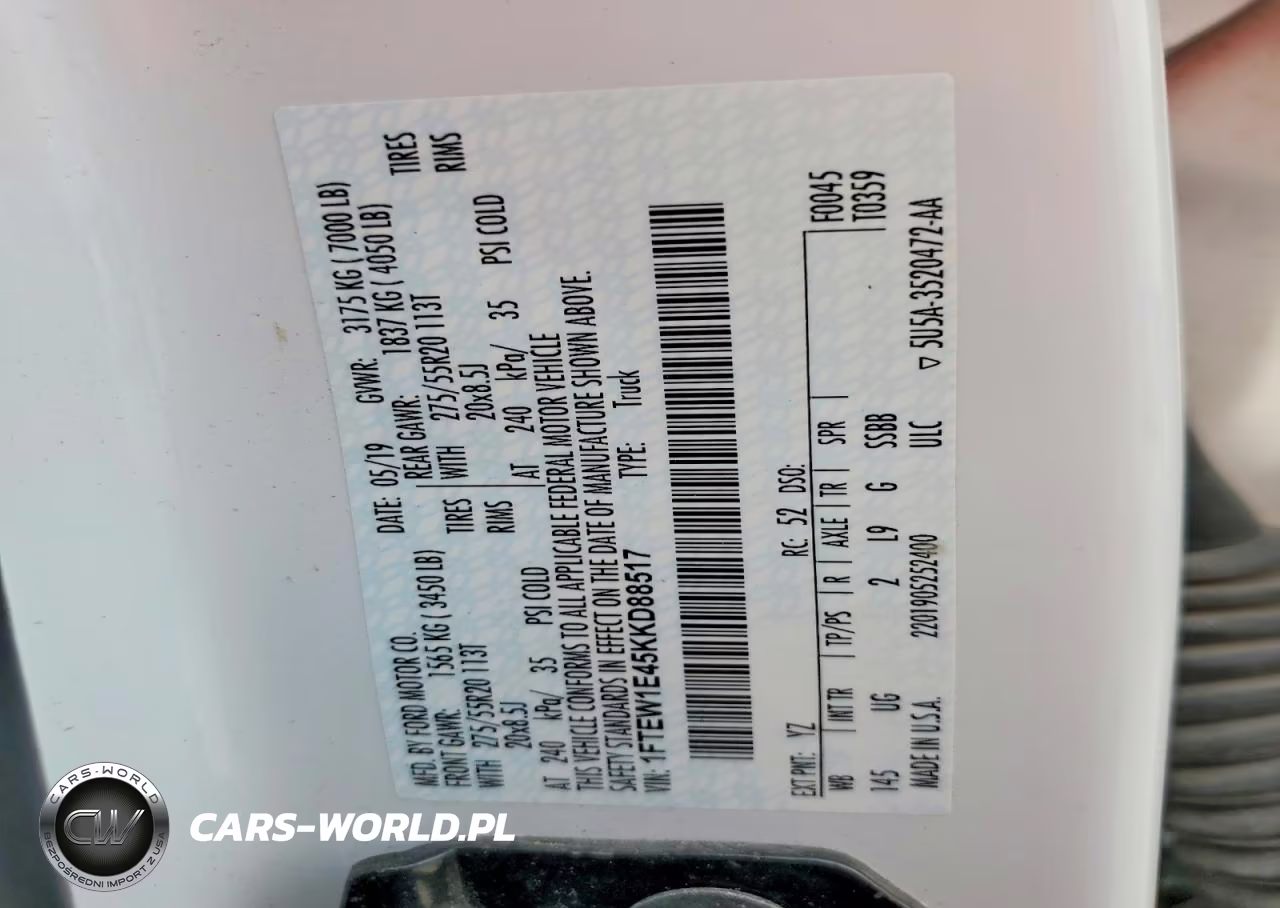 2019 Ford F150 Supercrew VIN:1FTEW1E45KKD88517 - 12