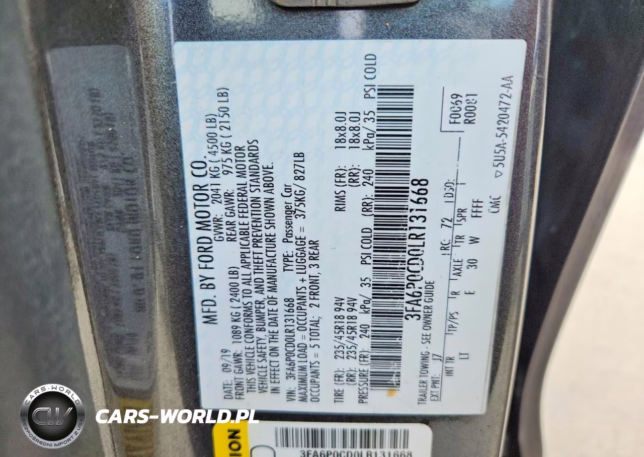 2020 Ford Fusion Sel VIN:3FA6P0CD0LR131668 - 12