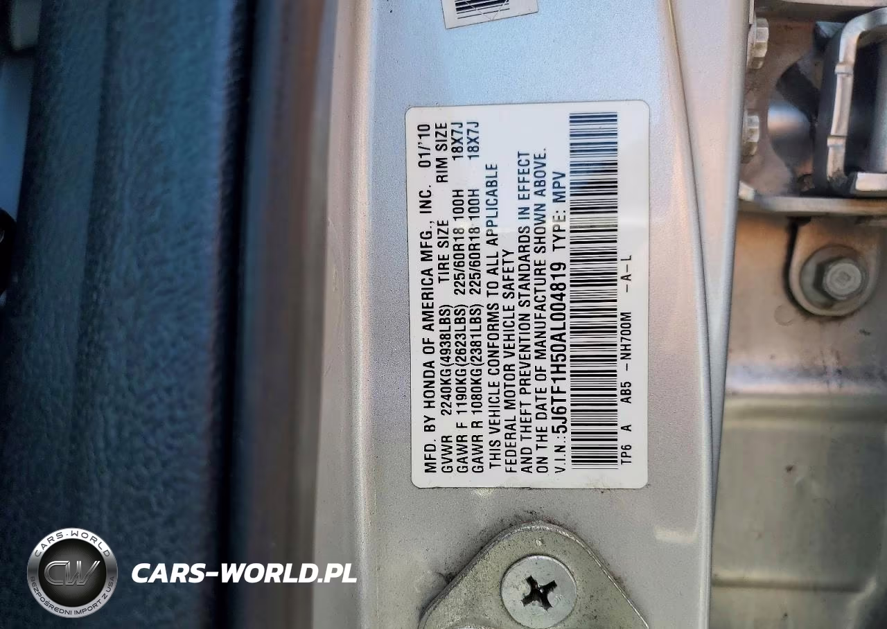 2010 Honda Accord Crosstour Exl VIN:5J6TF1H50AL004819 - 12