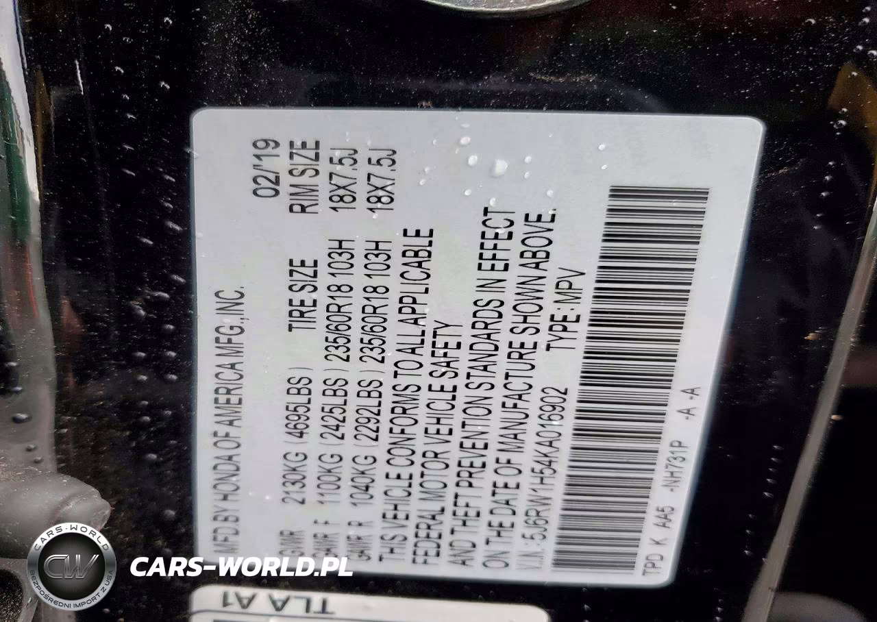 2019 Honda Cr-V Ex VIN:5J6RW1H54KA016902 - 14