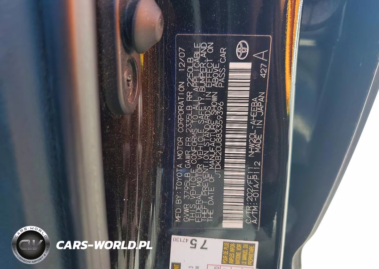 2008 Toyota Prius Base VIN:JTDKB20U883359396 - 12