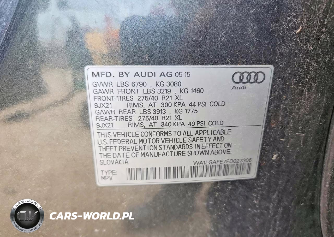 2015 Audi Q7 Premium Plus VIN:WA1LGAFE7FD027306 - 12