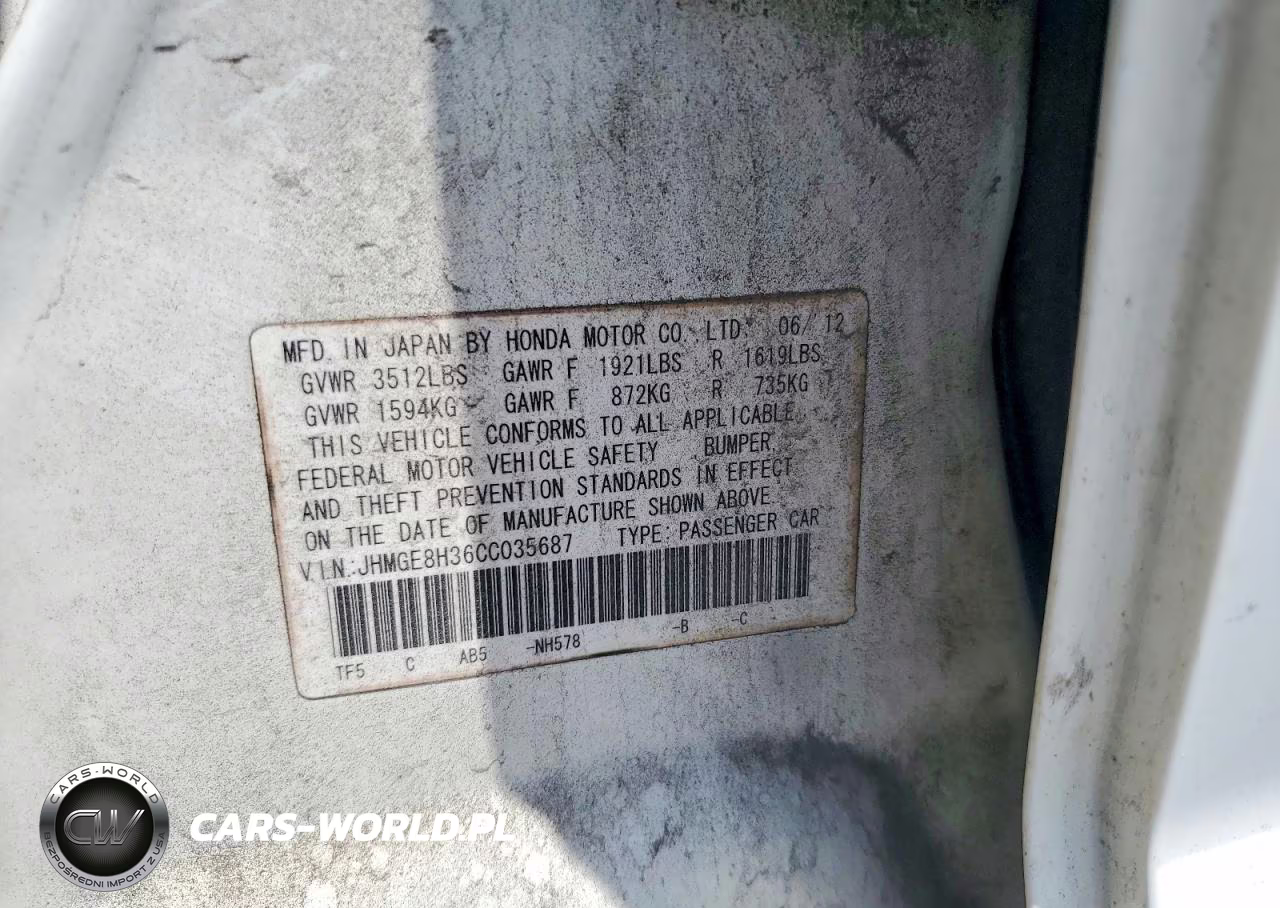 2012 Honda Fit VIN:JHMGE8H36CC035687 - 12