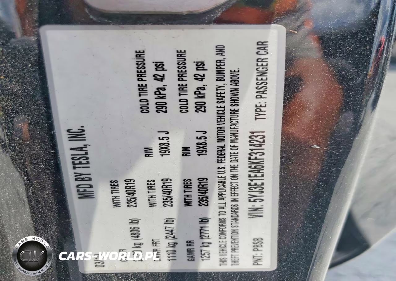 2019 Tesla Model 3 VIN:5YJ3E1EA6KF314231 - 13