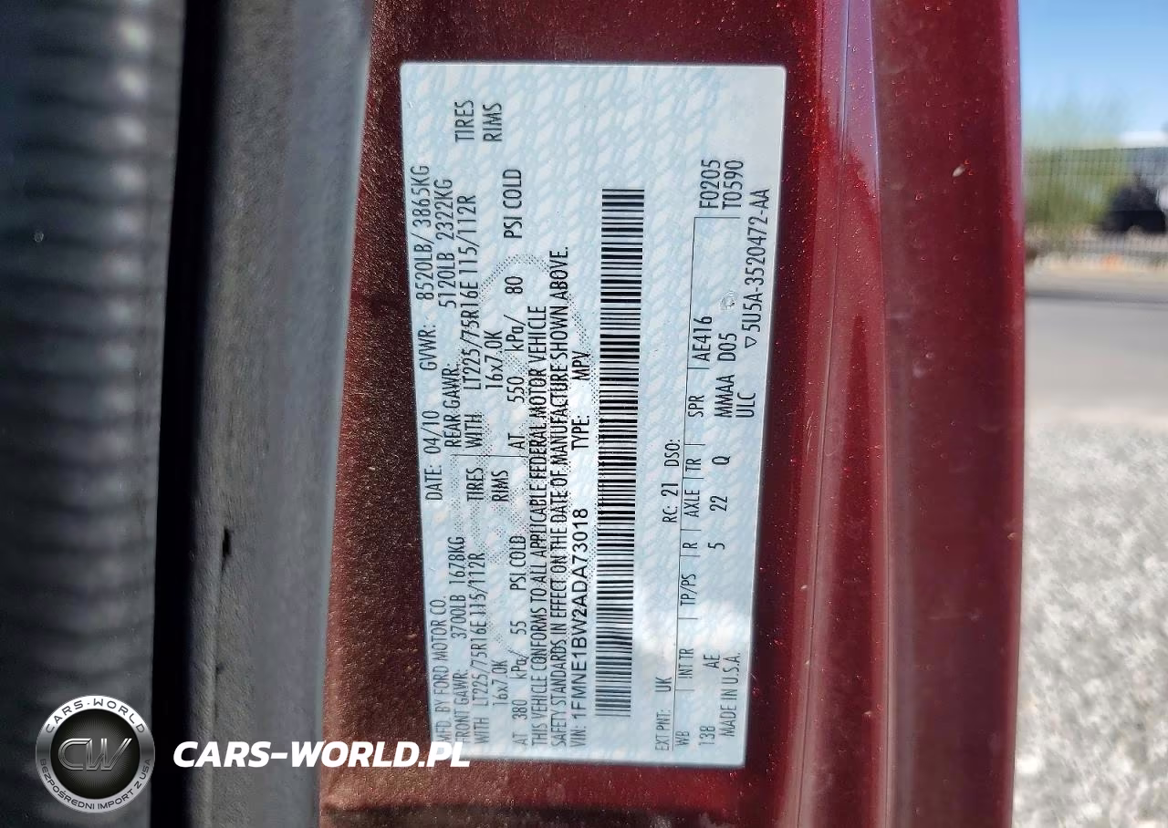 2010 Ford Econoline E150 Wagon VIN:1FMNE1BW2ADA73018 - 10