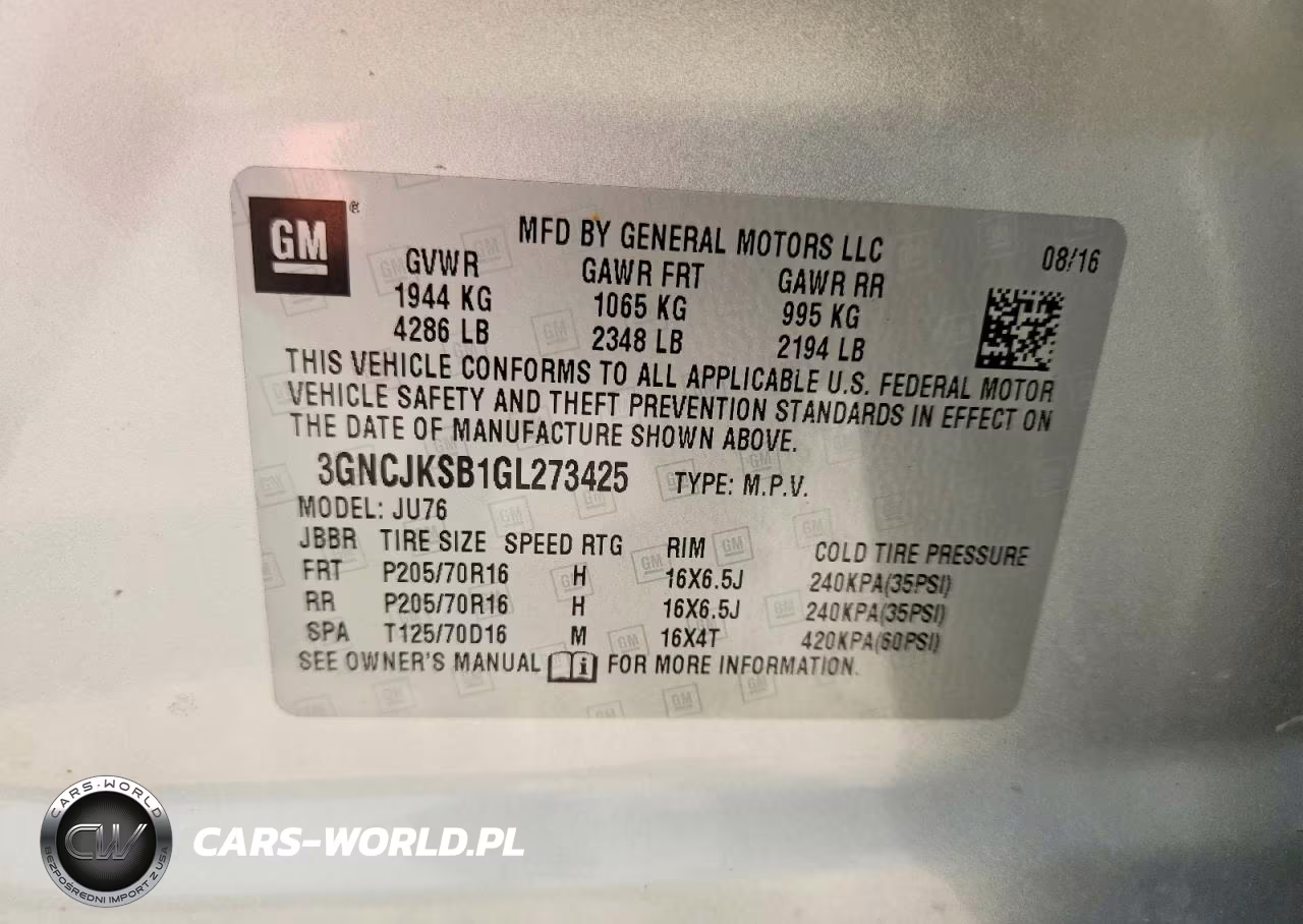 2016 Chevrolet Trax Ls VIN:3GNCJKSB1GL273425 - 12
