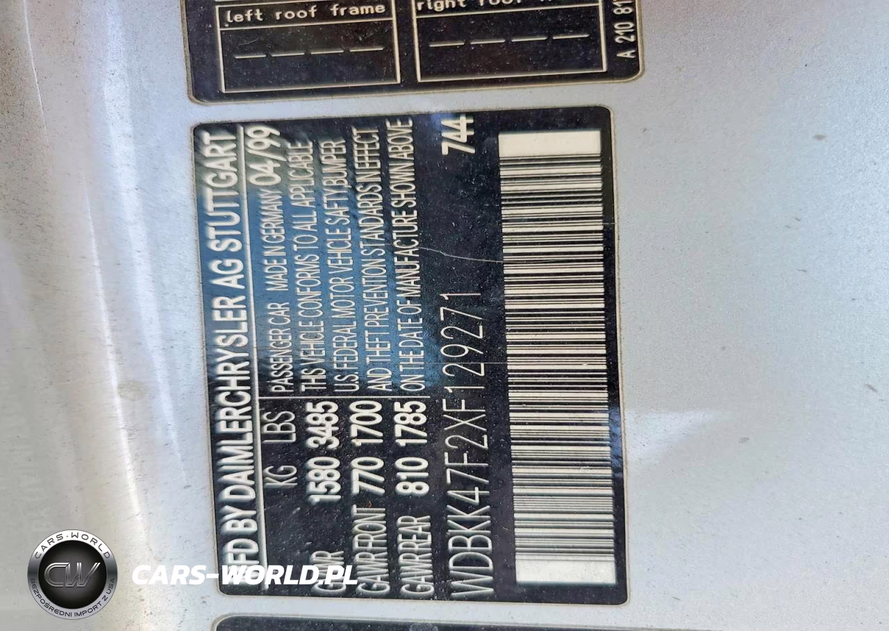 1999 Mercedes-Benz Slk 230 Kompressor VIN:WDBKK47F2XF129271 - 12