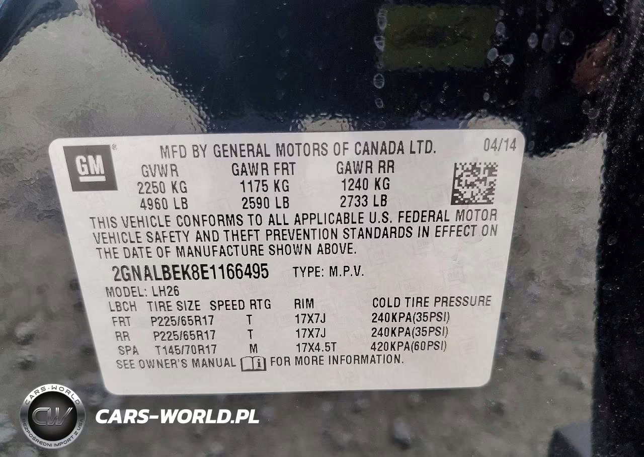 2014 Chevrolet Equinox Lt VIN:2GNALBEK8E1166495 - 13