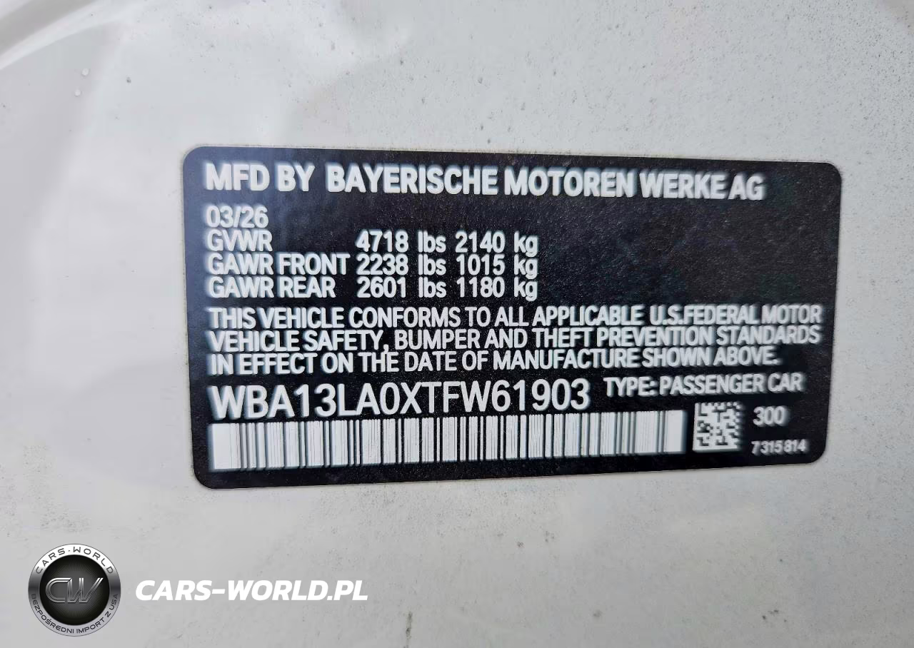 2026 BMW 330I VIN:WBA13LA0XTFW61903 - 13