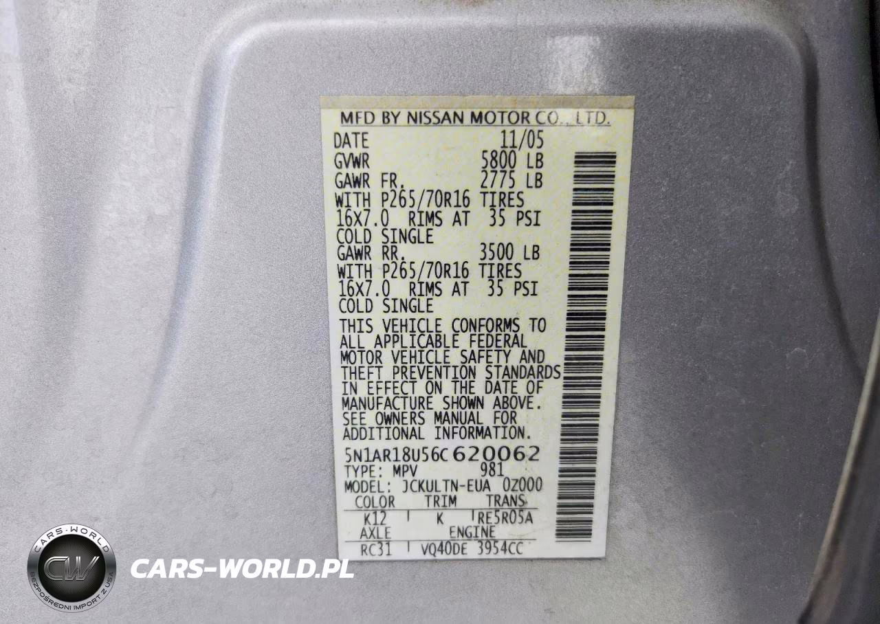 2006 Nissan Pathfinder S VIN:5N1AR18U56C620062 - 13