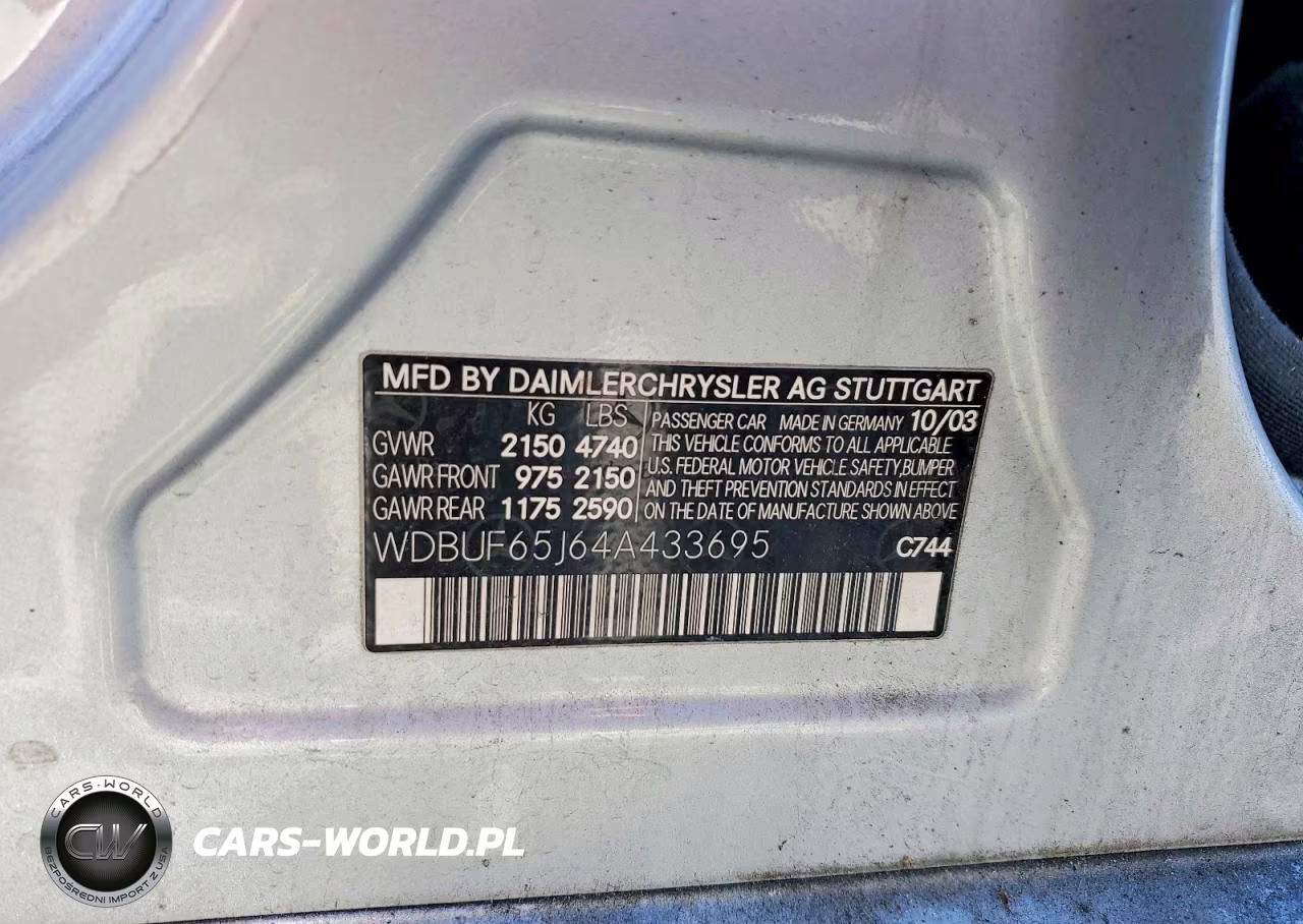 2004 Mercedes-Benz E 320 VIN:WDBUF65J64A433695 - 12
