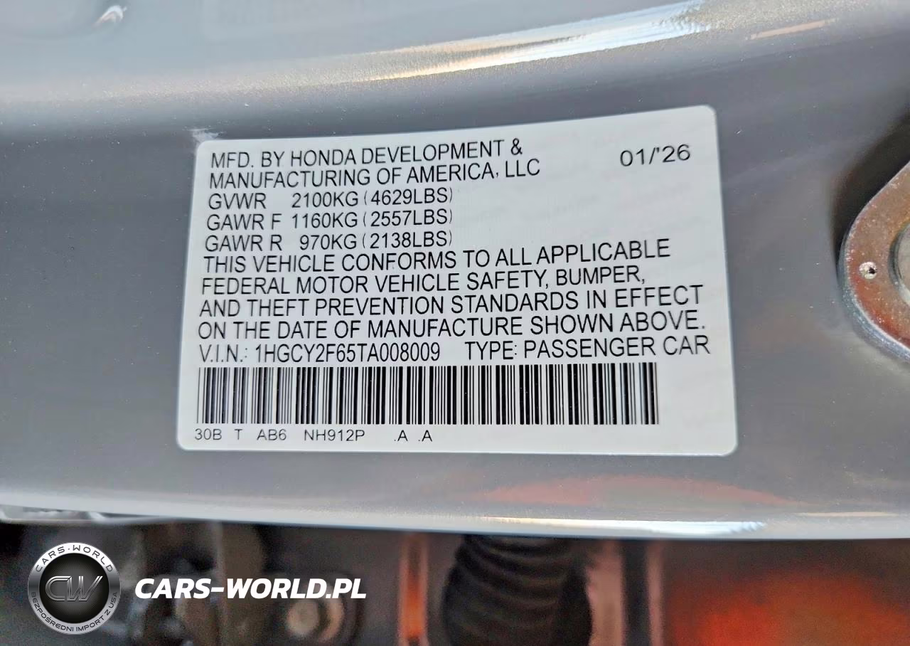 2026 Honda Accord Hybrid Exl VIN:1HGCY2F65TA008009 - 12
