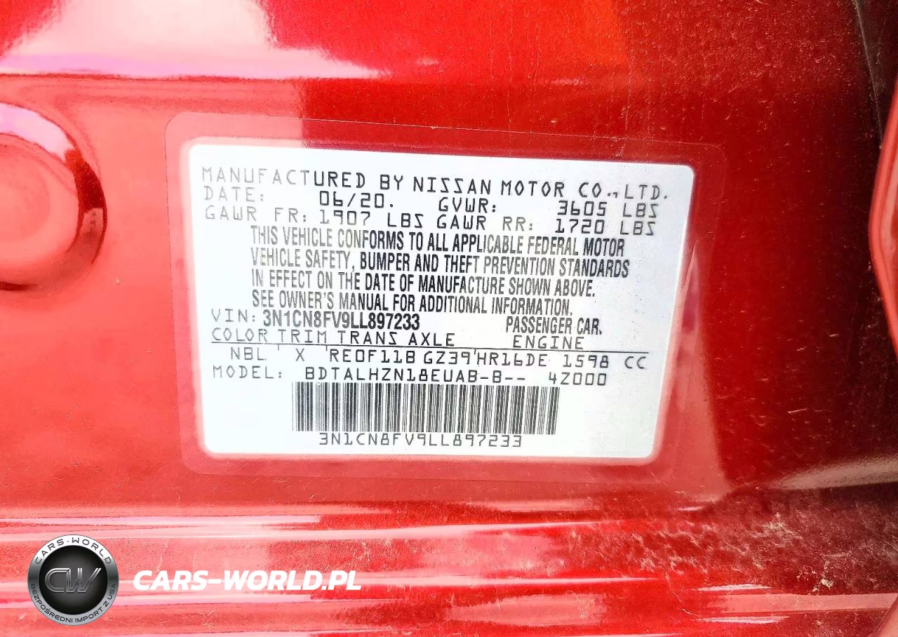 2020 Nissan Versa Sr VIN:3N1CN8FV9LL897233 - 13