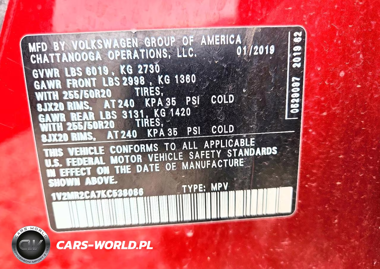 2019 Volkswagen Atlas Sel VIN:1V2MR2CA7KC538086 - 13