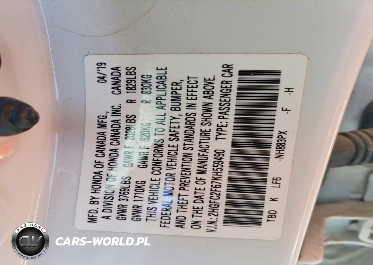 2019 Honda Civic Lx VIN:2HGFC2F67KH559490 - 13