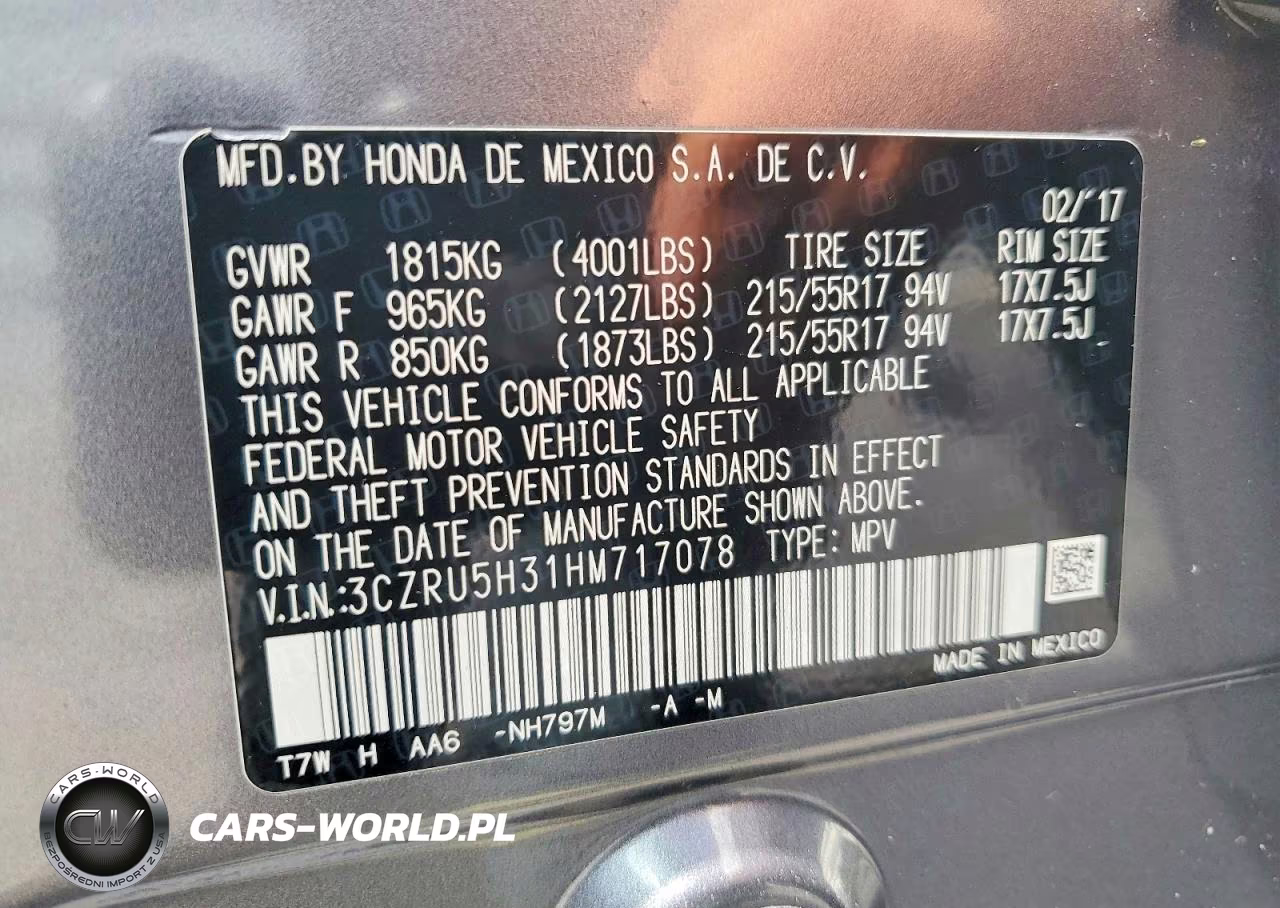 2017 Honda Hr-V Lx VIN:3CZRU5H31HM717078 - 12