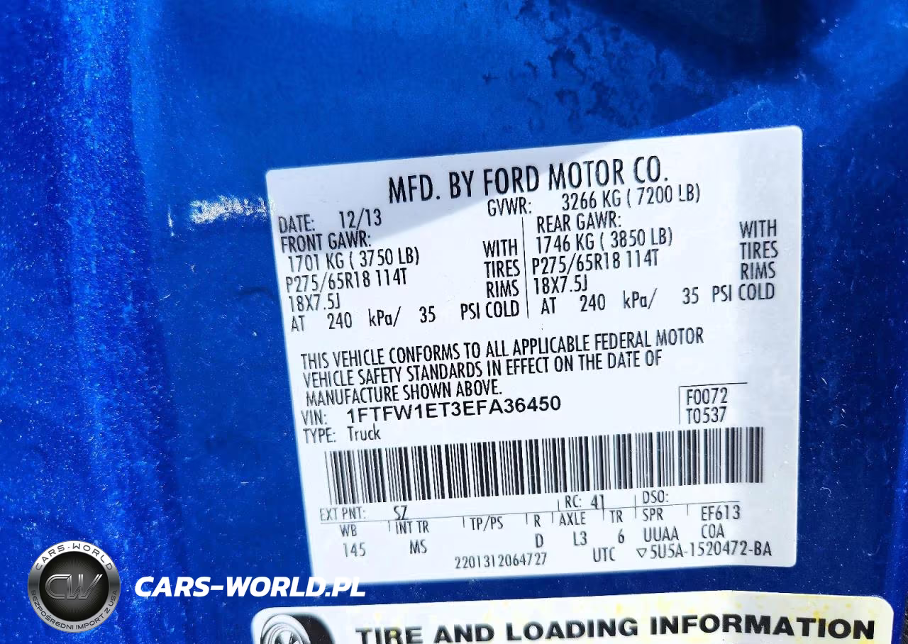 2014 Ford F150 Supercrew VIN:1FTFW1ET3EFA36450 - 12