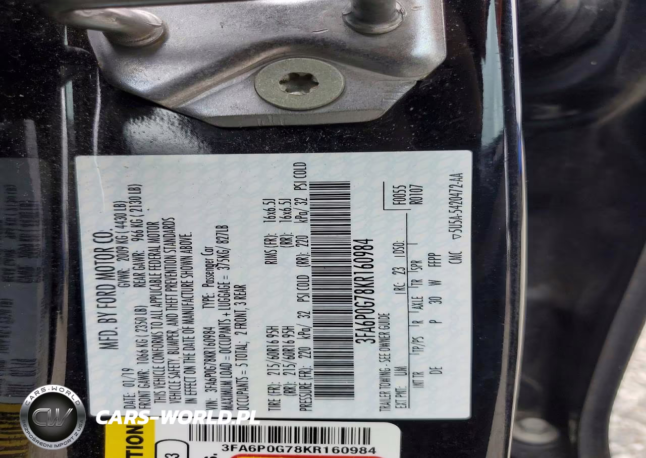2019 Ford Fusion S VIN:3FA6P0G78KR160984 - 12