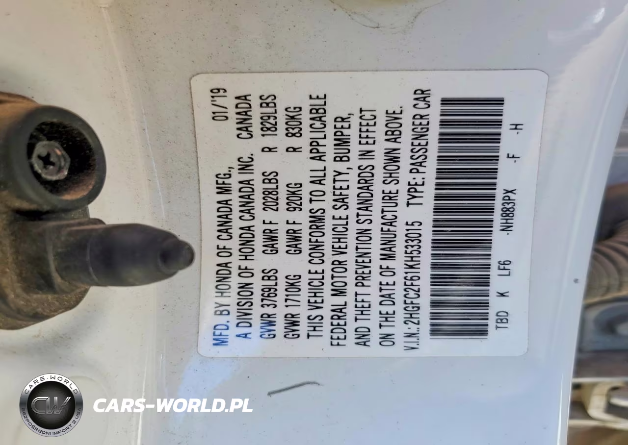 2019 Honda Civic Lx VIN:2HGFC2F61KH533015 - 12