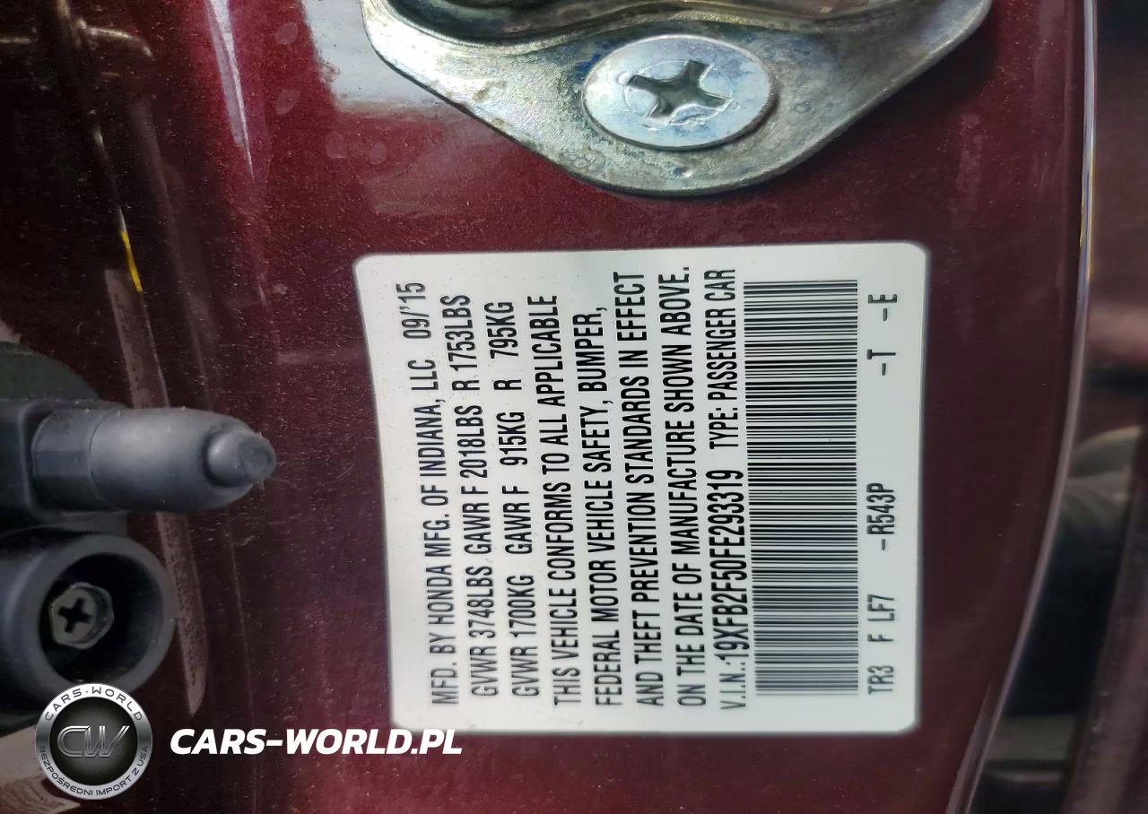 2015 Honda Civic Lx VIN:19XFB2F50FE293319 - 12