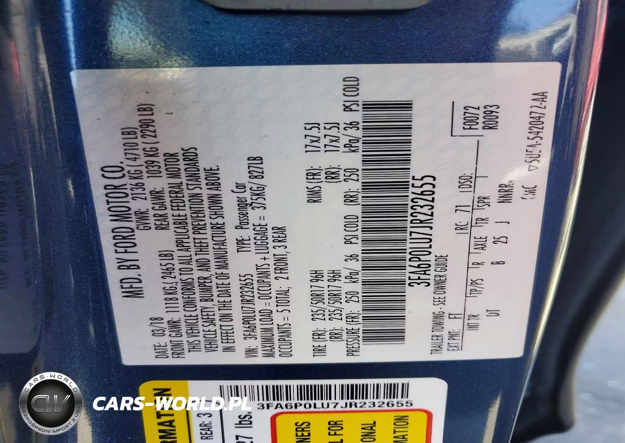 2018 Ford Fusion Se Hybrid VIN:3FA6P0LU7JR232655 - 12