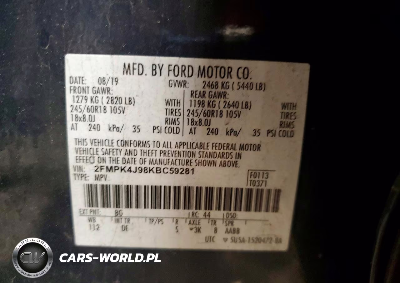 2019 Ford Edge Sel VIN:2FMPK4J98KBC59281 - 13