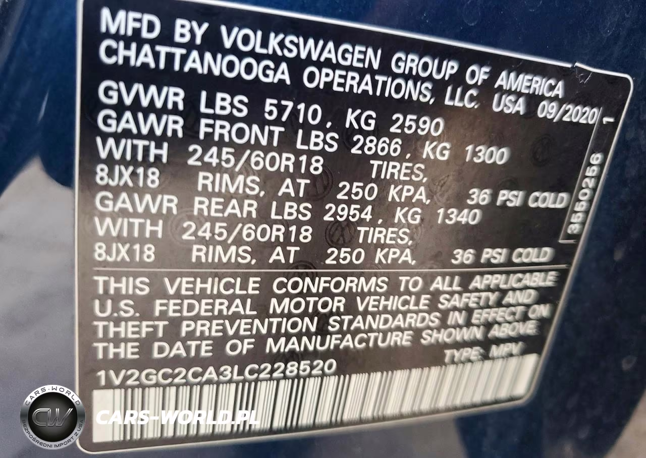 2020 Volkswagen Atlas Cross Sport S VIN:1V2GC2CA3LC228520 - 13
