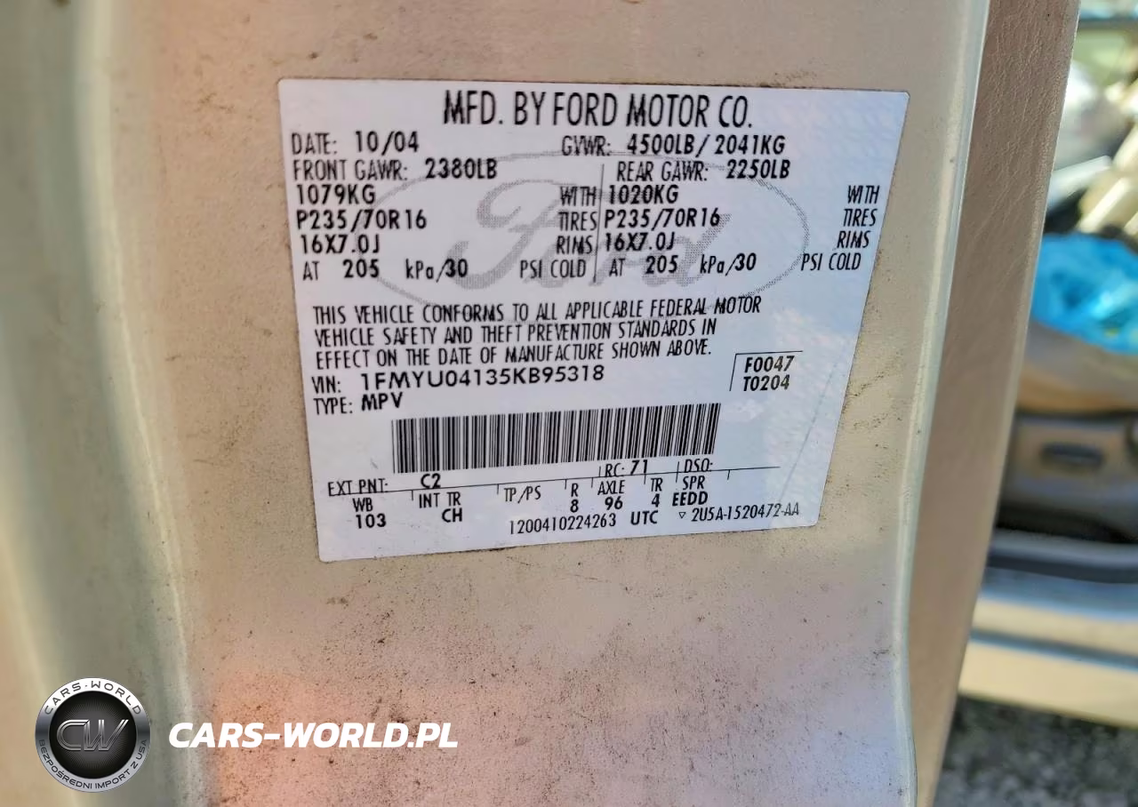 2005 Ford Escape Limited VIN:1FMYU04135KB95318 - 13