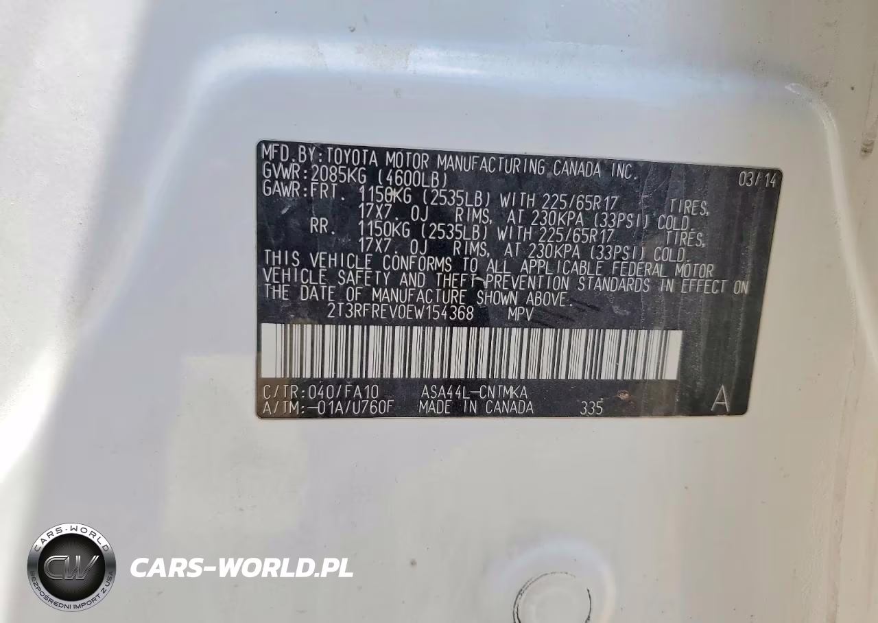 2014 Toyota Rav4 Xle VIN:2T3RFREV0EW154368 - 13