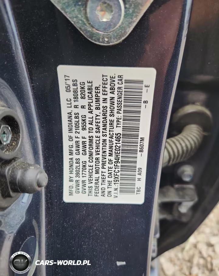 2017 Honda Civic Touring VIN:19XFC1F94HE021465 - 13