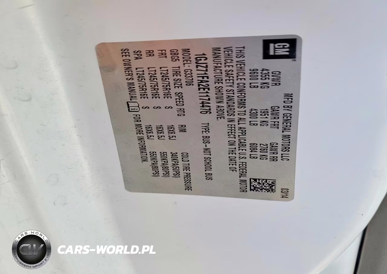 2014 GMC Savana G3500 Lt VIN:1GJZ71FA2E1174476 - 14