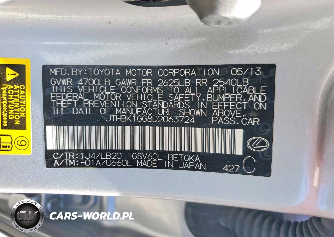 2013 Lexus Es 350 VIN:JTHBK1GG8D2063724 - 12