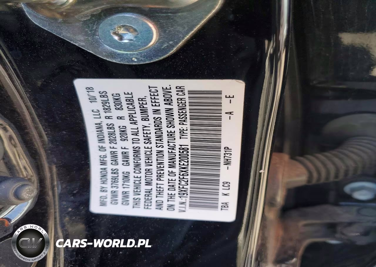 2019 Honda Civic Lx VIN:19XFC2F6XKE200581 - 12
