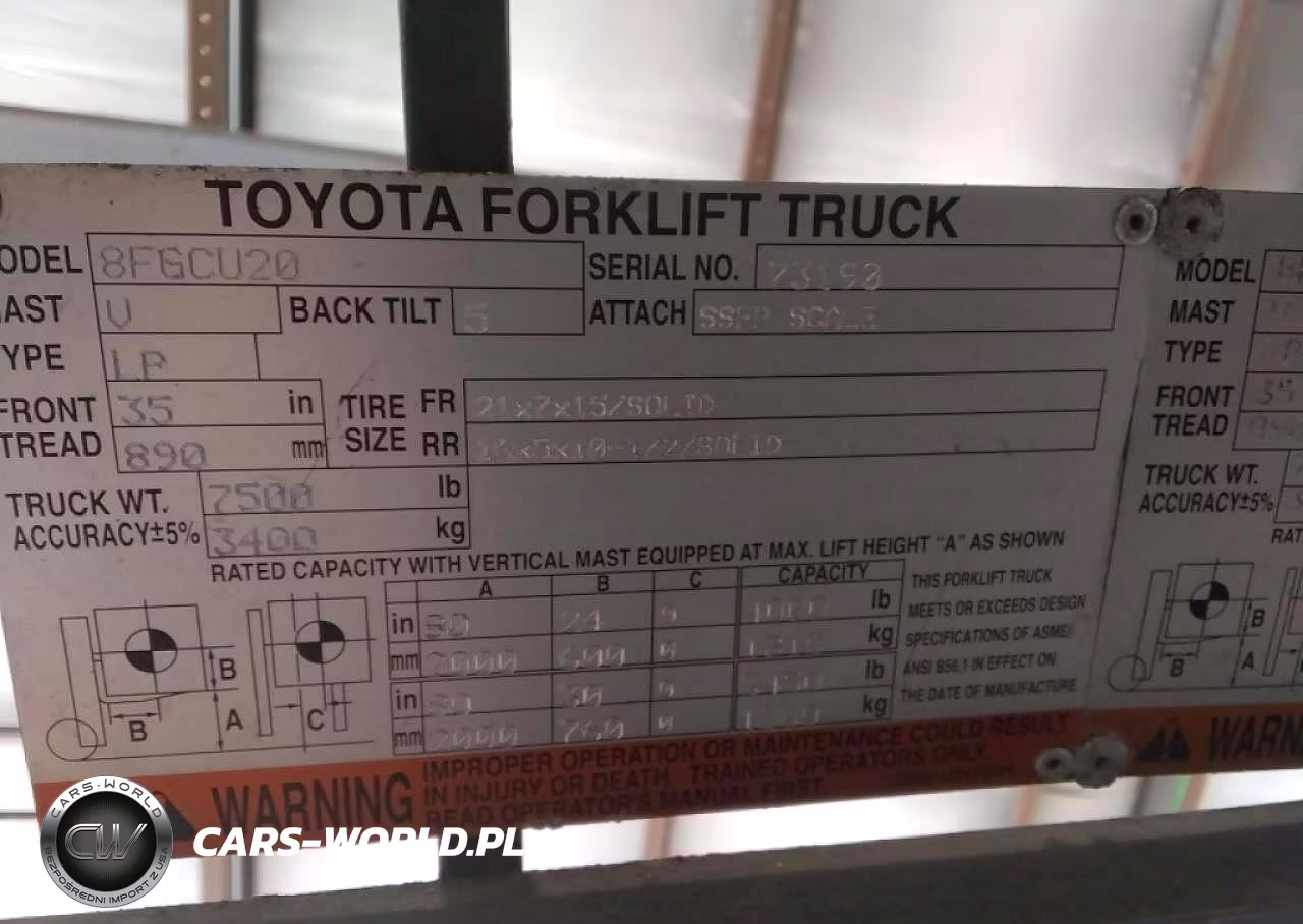 2015 Toyota Forklift VIN:8FGCU2073190 - 10