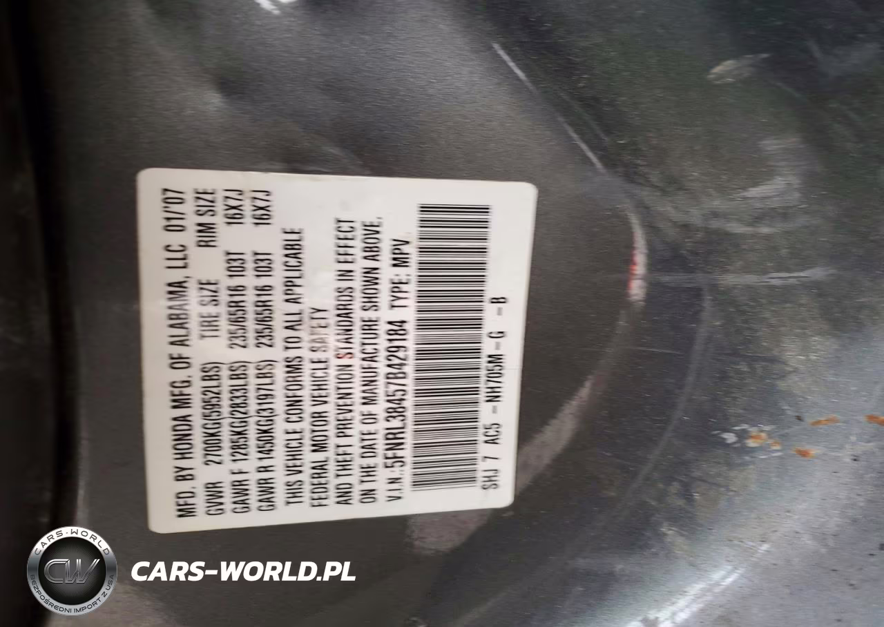 2007 Honda Odyssey Ex VIN:5FNRL38457B429184 - 13