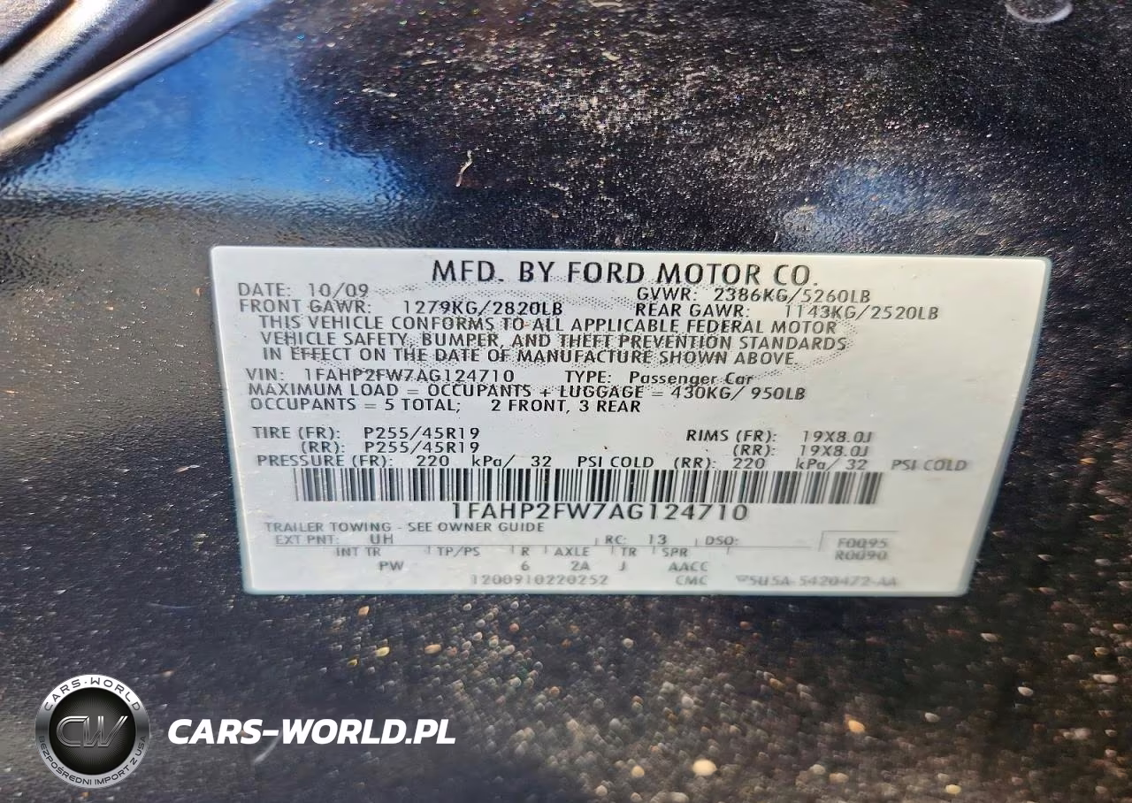 2010 Ford Taurus Limited VIN:1FAHP2FW7AG124710 - 12