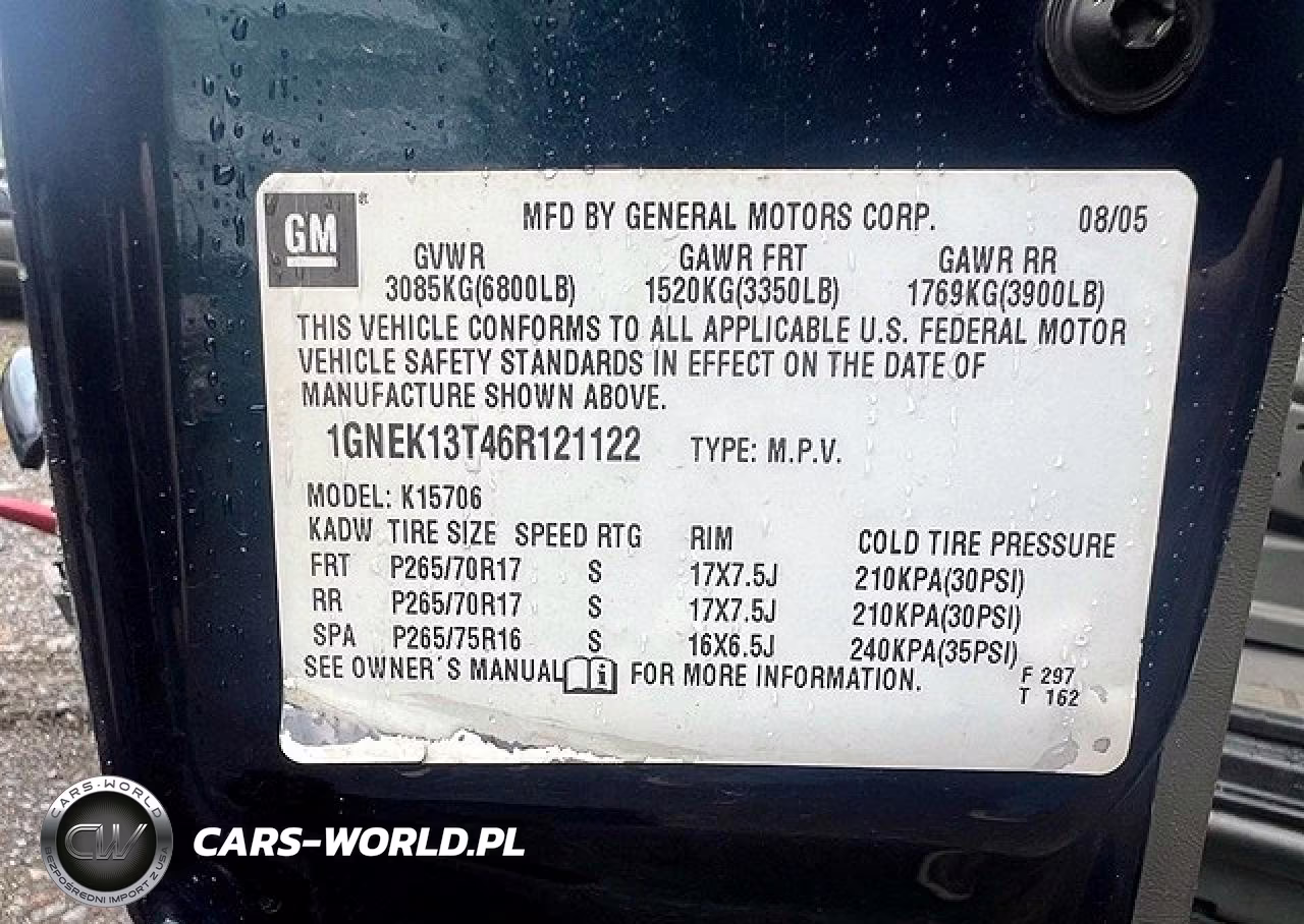2006 Chevrolet Tahoe K1500 VIN:1GNEK13T46R121122 - 11