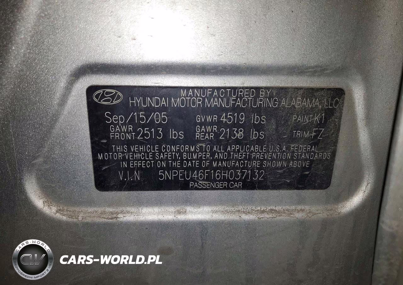 2006 Hyundai Sonata Gls V6 VIN:5NPEU46F16H037132 - 12
