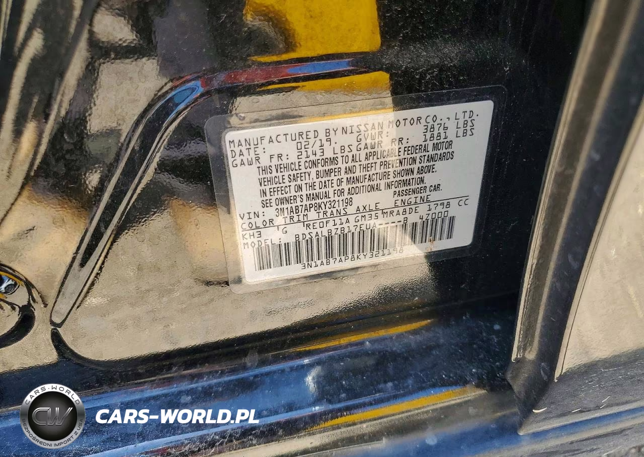 2019 Nissan Sentra S VIN:3N1AB7AP8KY321198 - 12