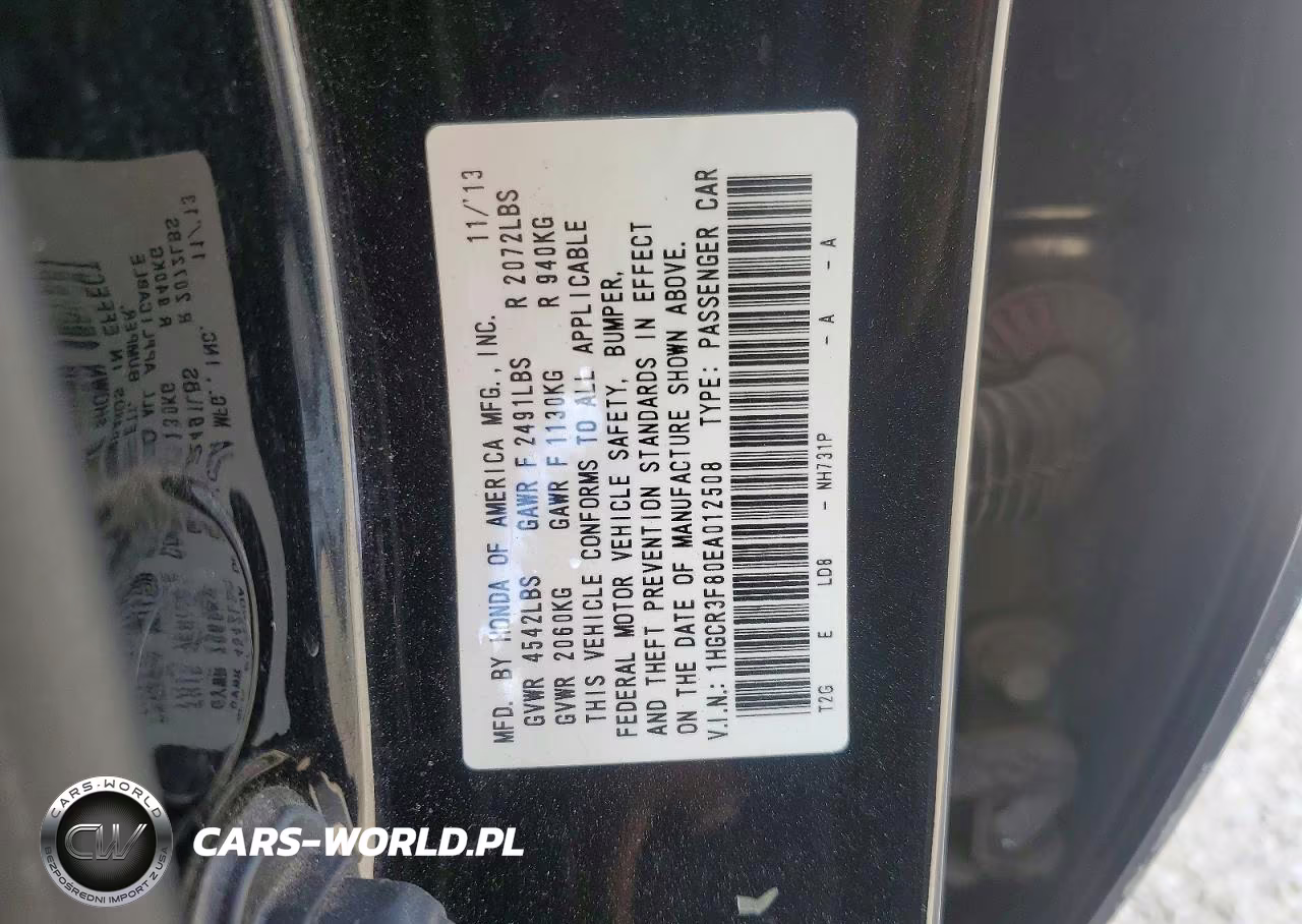 2014 Honda Accord Exl VIN:1HGCR3F80EA012508 - 13