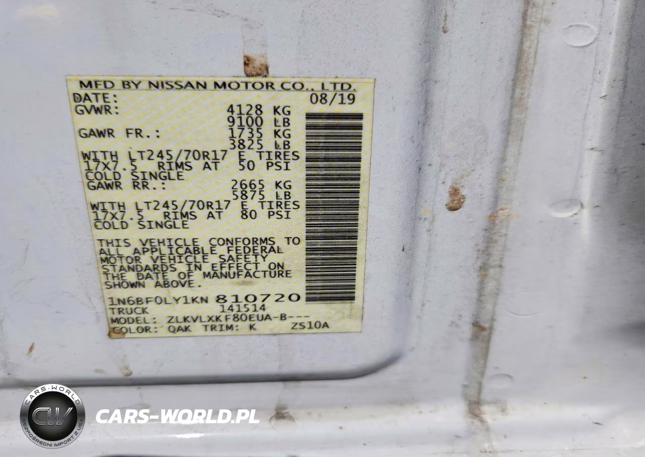 2019 Nissan Nv 2500 S VIN:1N6BF0LY1KN810720 - 13